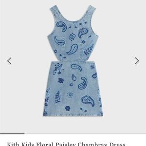 Kith Kids NWT Blue Floral Paisley Chambray Dress XS (4/5)